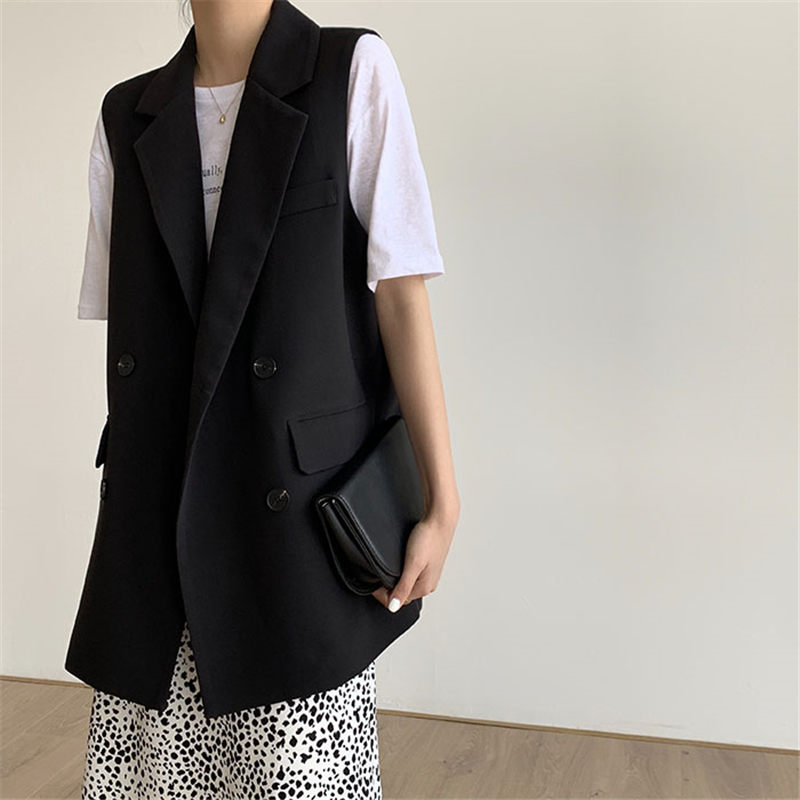 Women's Suit Vest 2020 Spring New Korean Fashion Casual Sleeveless Blazer Women Double Breasted Long Jacket Lady Waistcoat r275, Black
Women's Suit Vest 2020 Spring New Korean Fashion Casual Sleeveless Blazer Women Double Breasted Long Jacket Lady Waistcoat r275, Black