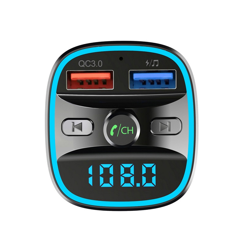 T25S Car FM Transmitter Auto Charger Bluetooth Handsfree Music Player Vehicle Radio Adapter Kit With Double USB QC 3.0 Fast Charging Ports