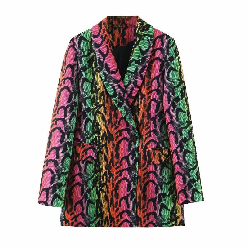 Coat women' suit early autumn new style retro color snake pattern printed suit double-breasted long-sleeved temperament coat
Coat women' suit early autumn new style retro color snake pattern printed suit double-breasted long-sleeved temperament coat