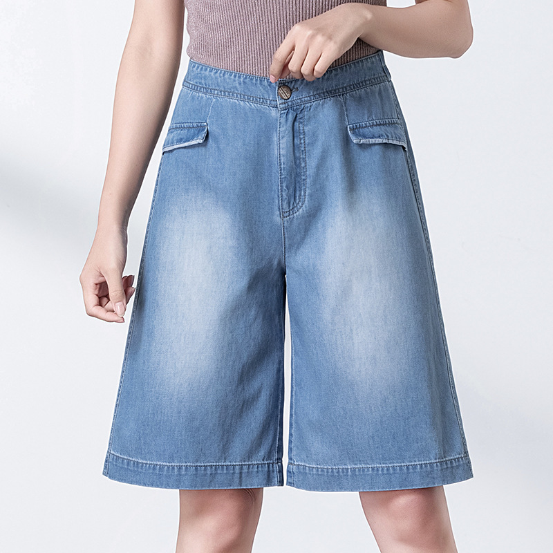 of 2020 the new women's han edition leisure fashion show thin thin waist wide-legged jeans shorts at five to 9605, Blue
of 2020 the new women's han edition leisure fashion show thin thin waist wide-legged jeans shorts at five to 9605, Blue