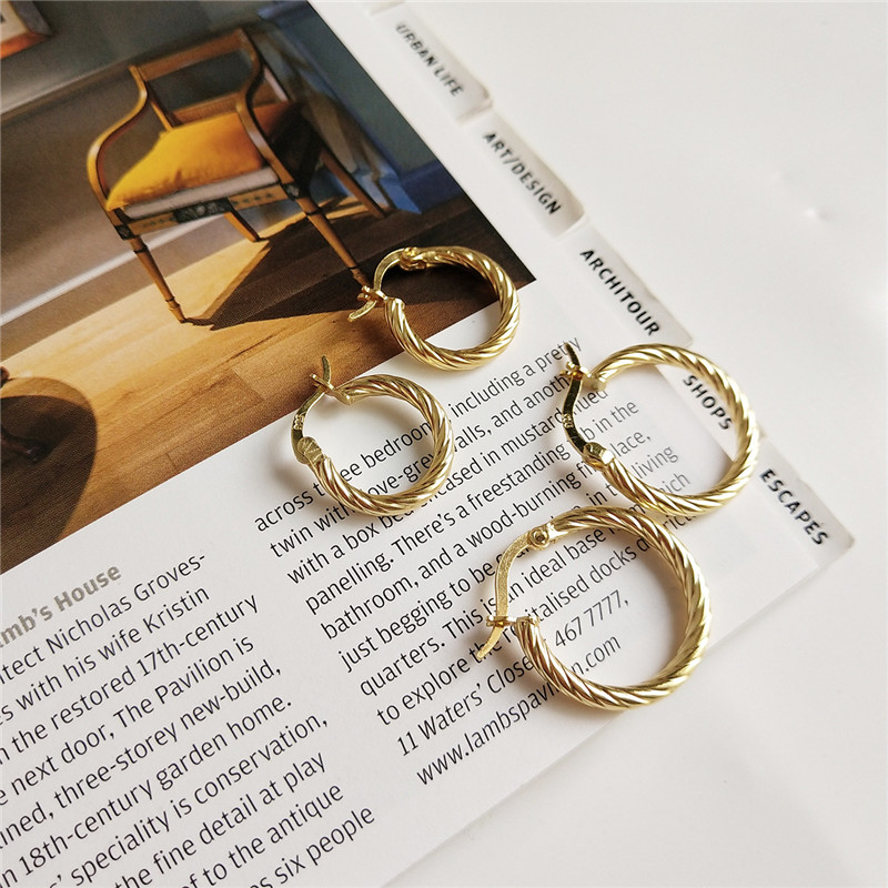 925 Sterling Silver Twist Circle Earrings For Women New Fashion 15MM 20MM Geometric Hoop Earring Fine Jewelry