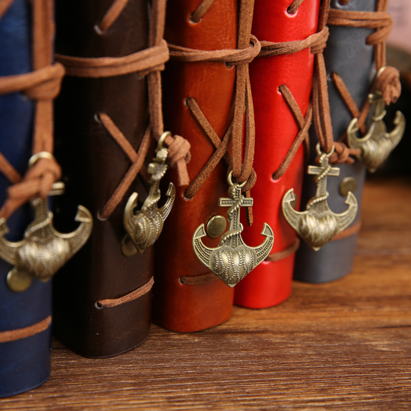 2017 Spiral Notebook Diary Notepad Vintage Pirate Anchors PU Leather Note Book Replaceable Stationery Gift Traveler Journal