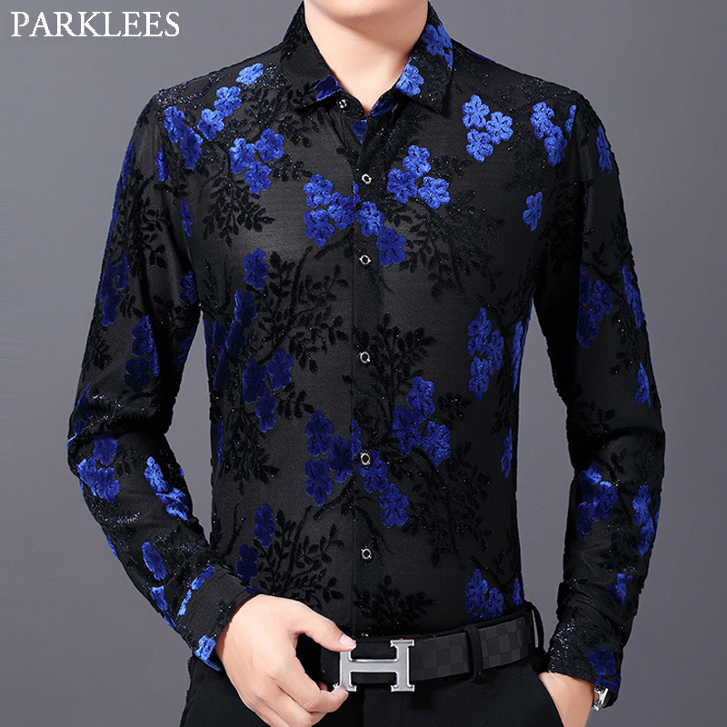 Luxury Blue Floral Velvet Dress Shirts Men 2020 Slim Fit Long Sleeve Lace Shirt Men Sexy Party Event Social Shirt Blouse Chemise, Red
Luxury Blue Floral Velvet Dress Shirts Men 2020 Slim Fit Long Sleeve Lace Shirt Men Sexy Party Event Social Shirt Blouse Chemise, Red