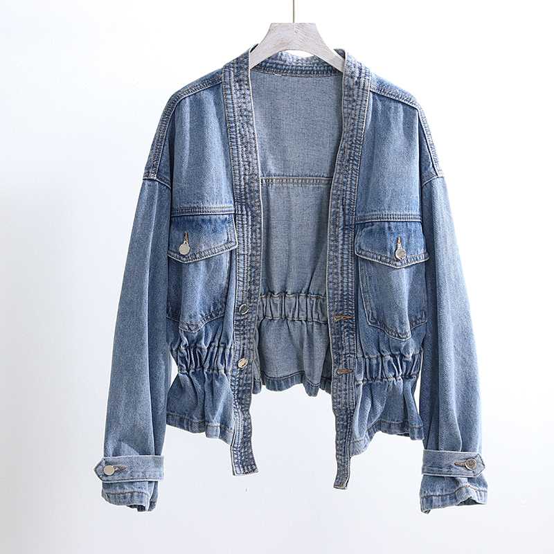 Fashion Denim Jacket Women Casual Short Coat Double pocket V-Neck Long Sleeve Jeans Jacket Female Spring Autumn Loose Jeans Coat, Blue
Fashion Denim Jacket Women Casual Short Coat Double pocket V-Neck Long Sleeve Jeans Jacket Female Spring Autumn Loose Jeans Coat, Blue
