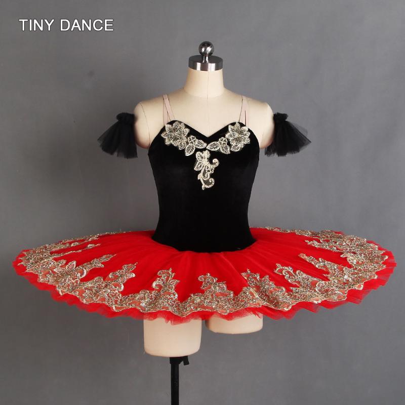 Black/Red Professional Ballet Dance Tutu Stretch Velvet Bodice with Gold Trim 7 Layers Pleated Tulle Pancake Tutu BLL404, Black and res
Black/Red Professional Ballet Dance Tutu Stretch Velvet Bodice with Gold Trim 7 Layers Pleated Tulle Pancake Tutu BLL404, Black and res