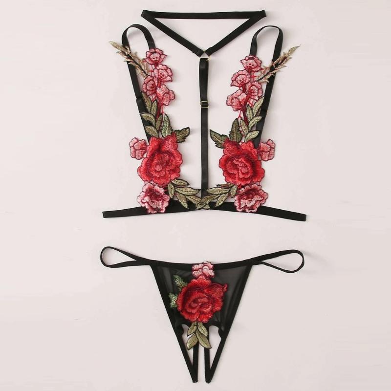 2020 New Sexy Lingerie Roses Embroidery Two Piece Set Sleepwear Women Fashion G-String Thong Underwear Red Black Sleepwear -L#J
2020 New Sexy Lingerie Roses Embroidery Two Piece Set Sleepwear Women Fashion G-String Thong Underwear Red Black Sleepwear -L#J