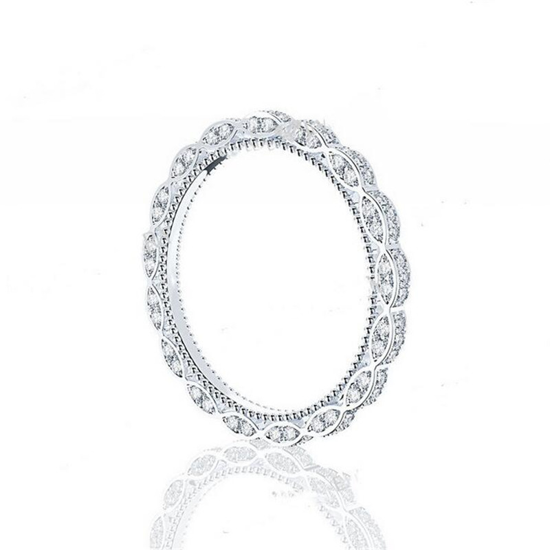 Vintage Sterg Sier Eternity Band Ring with White Sapphire CZ Dias 8715