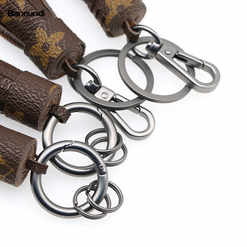 DIY Bag Pendant Car Keychain Matte PU Leather Tassel Key Chains Ring Holder for Women Girls Fashion Flower Bag Charm Jewelry Keyring