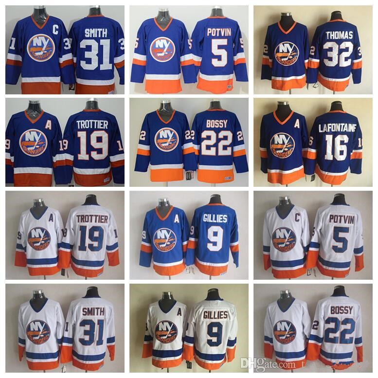 New York Islanders Jerseys Ice Hockey 5 Denis Potvin 22 Mike Bossy 31 Billy Smith 9 Clark Gillies 19 Bryan Trottier 16 LaFontaine, Colour 3
New York Islanders Jerseys Ice Hockey 5 Denis Potvin 22 Mike Bossy 31 Billy Smith 9 Clark Gillies 19 Bryan Trottier 16 LaFontaine, Colour 3