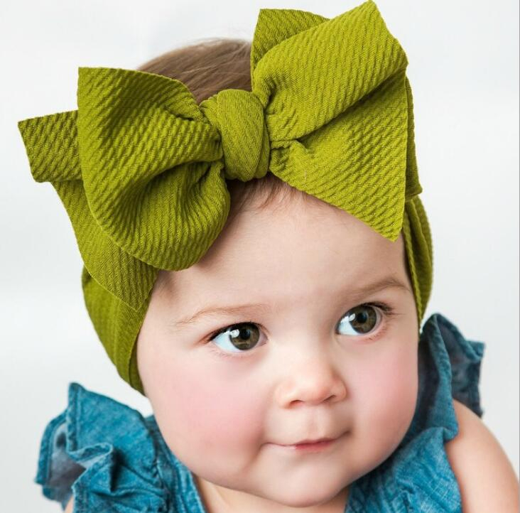 Kids Girl Stretch Turban Knot Headband Toddler Baby Girl Big Bow Knot HairBand Solid Headwear Head Wrap Hair Band Accessories GB1664