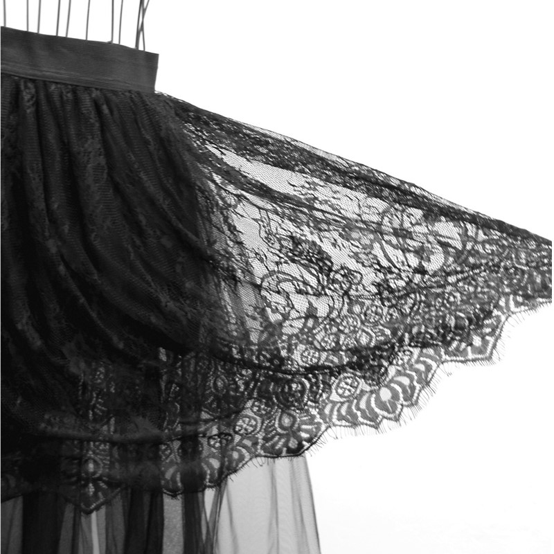 Newest Women's Casual High Stretch Solid Black 3-Layer Long Floral Lace Mesh Skirt Party Club Dancing Wearing S-XXL Drop Ship