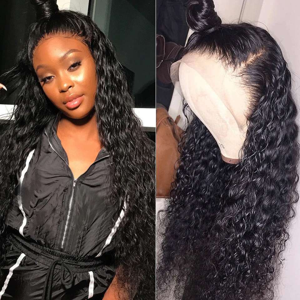 360 Transparent Glueless HD Human Hair Lace Front Wigs brazilian remy deep wave 360 Frontal Full Wig For Black Women 150%density