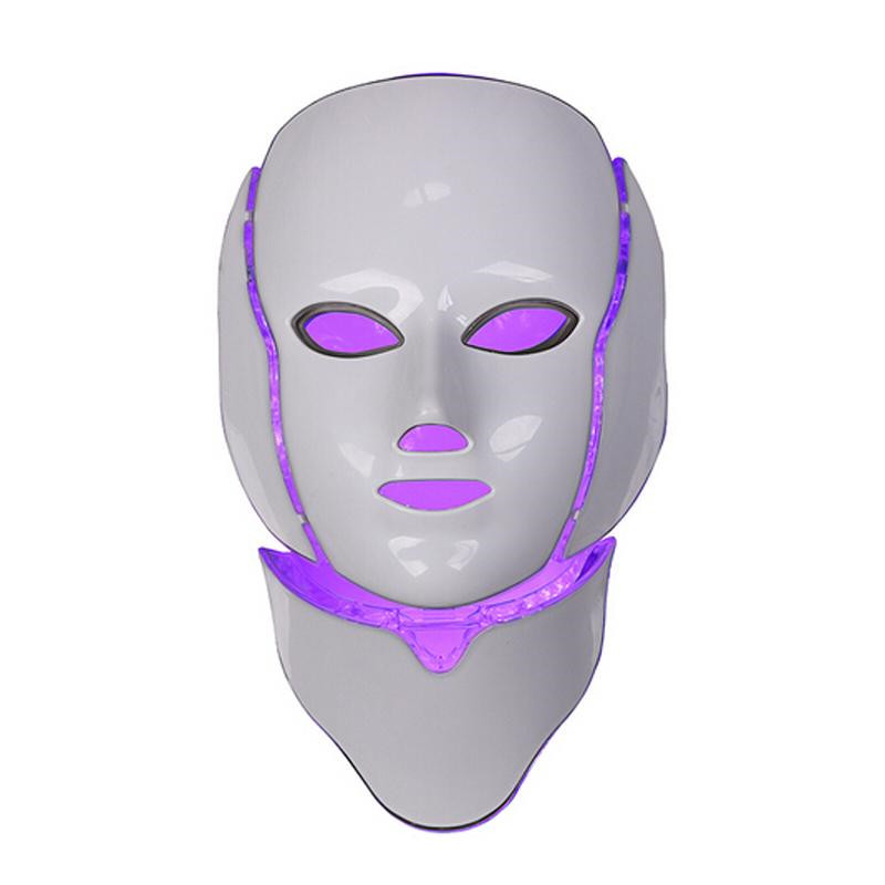 7 Color LED light Therapy face Beauty Machine LED Facial Neck Mask With Microcurrent for skin whitening device dhl free shipment