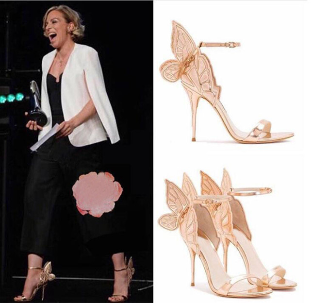 Fashion Women Angel Wing Sandals Gladiator Ankle Strap High Heels Embroidered Butterfly Pumps Bridal Wedding Shoes Party1649470