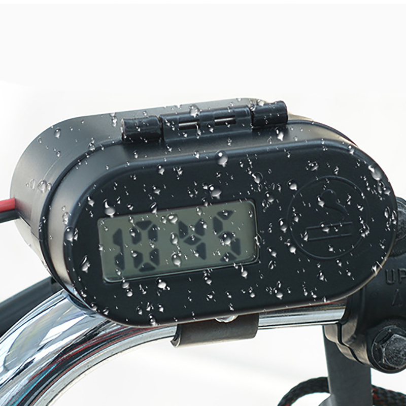 Socket Kit 12V 24V Waterproof Motorcycle Cigarette Cigar Lighter Sockets Motorbike Phone USB Charger With Voltmeter Electronic Clock ATV Scooter