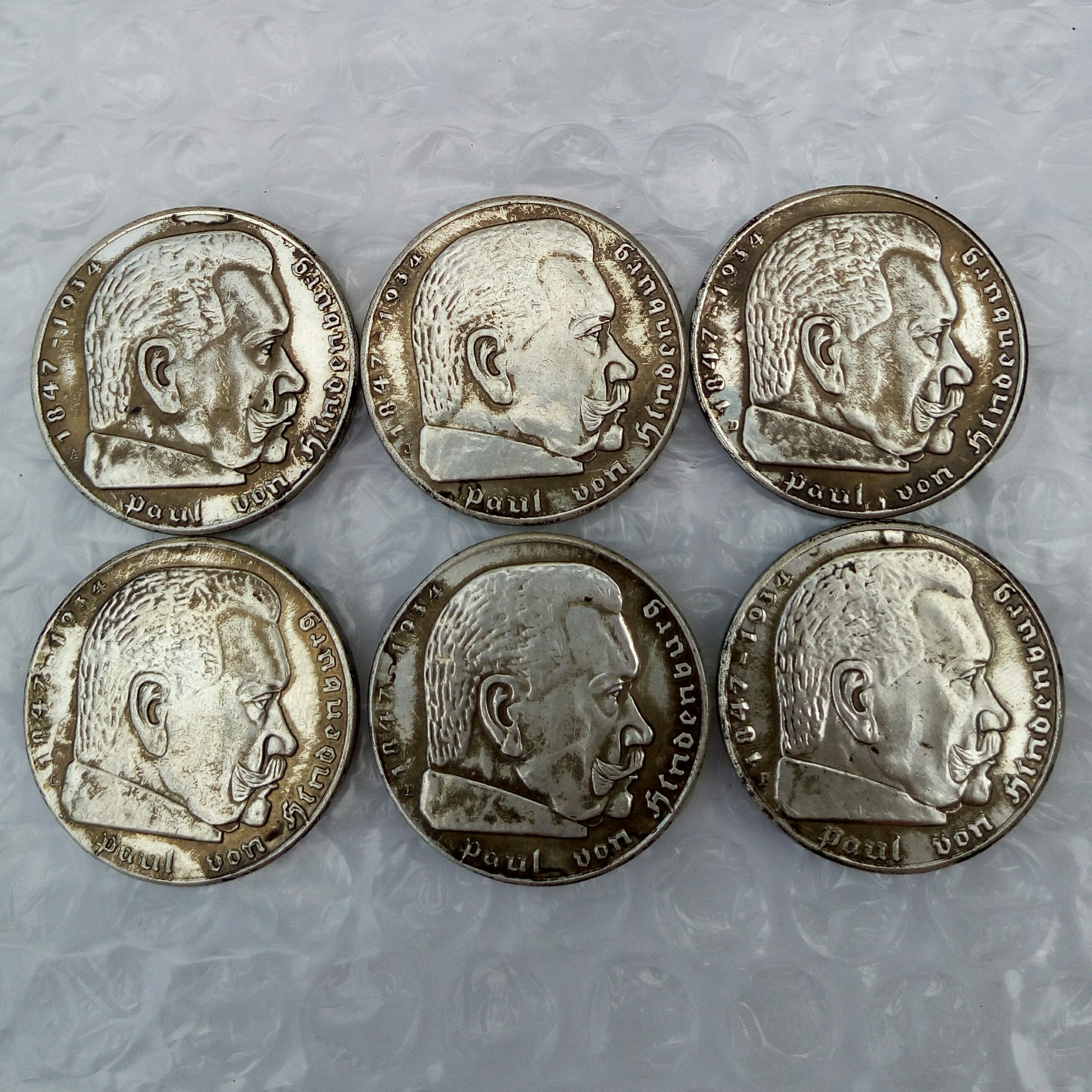 Germany 5 Mark 1936ADEFGJ Commemorative Copy Coins Brass Craft Ornaments