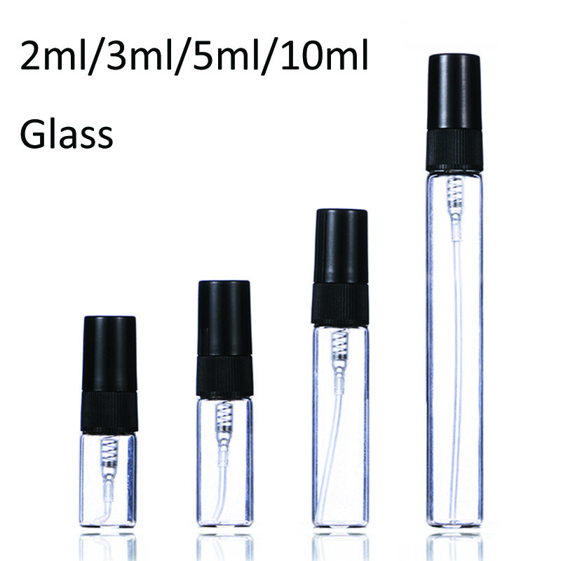 2ml 3ml 5ml 10ml Plastic/Glass Mist Spray Perfume Bottle Small Parfume Atomizer Travel Refillable Sample Vials