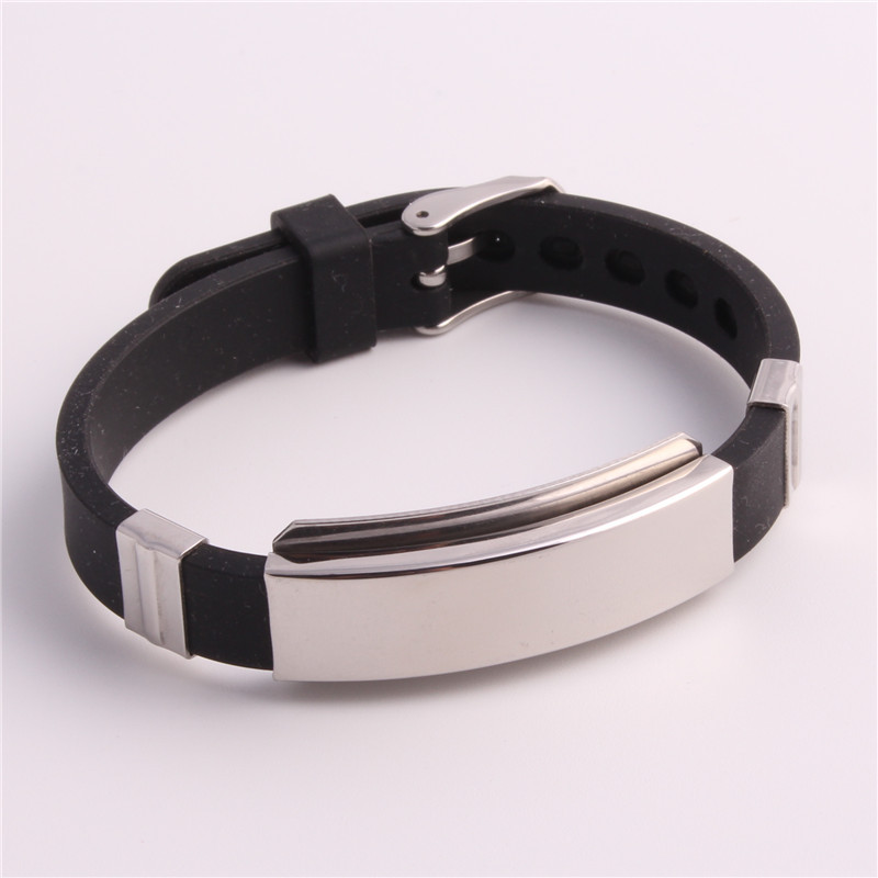 Wholesale- Sport Bracelet for Men Women Stainless Steel Medical Alert ID Tag Wristband Bangles Friendship Gift