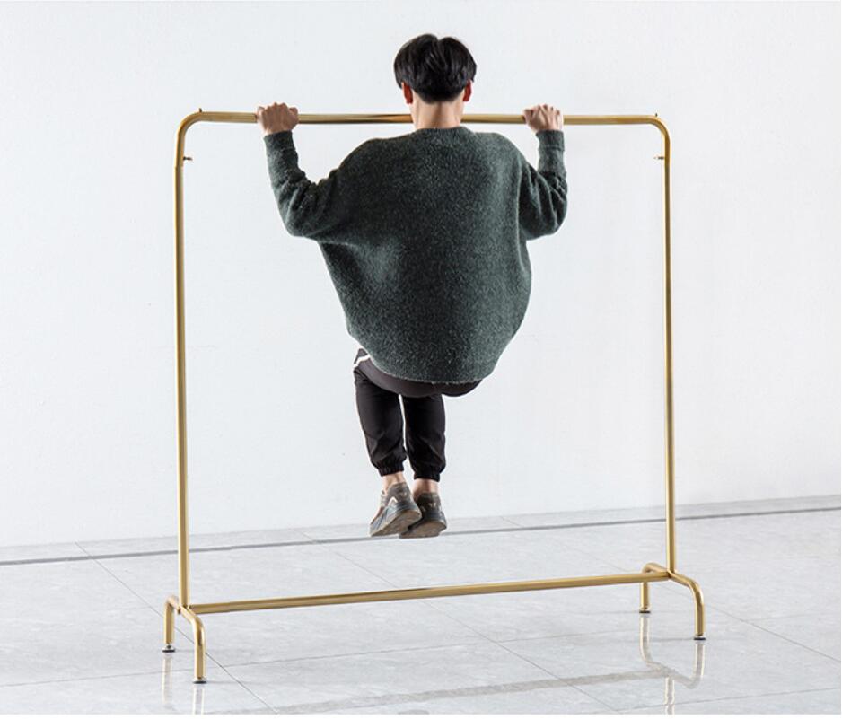 Clothing store clothes rack Gold iron men's and women's Bedroom Furniture hanging racks floor type combination cloth shop show shelf