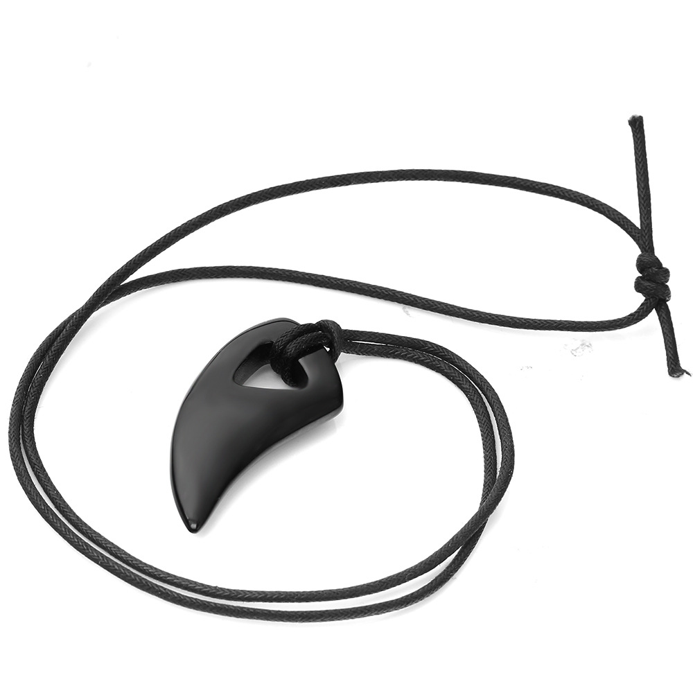Horn Shape Spike Pendant Necklace Mens Hip Hop 316L Stainless Steel Cool Men Jewelry with Friendship Rope Chain