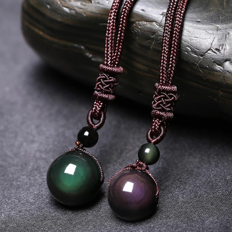 Fashion-ainbow Eye Beads Ball Natural Stone Pendant Transfer Lucky Love Crysta Amulet Pendant Necklace Jewelry