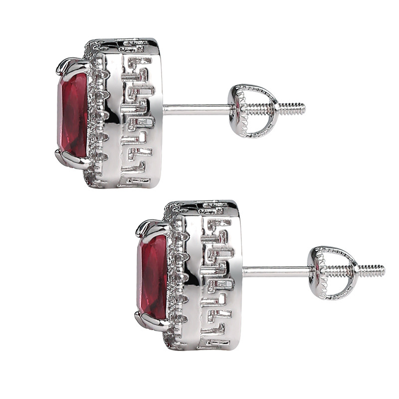 Earrings Stud Jewelry Street Fashion Multicolor Bling Zircon Earrings New Style Royal Personality Hip Hop Earrings For Men Women