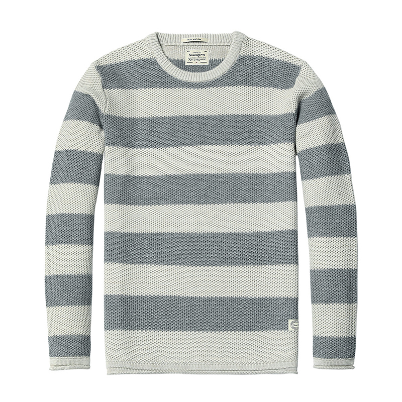 SIMWOOD 2018 autumn New Striped Sweater Men Contrast Color Slim Fit 100% Cotton O-neck Plus Size Knitted Pullovers MT017015 S917