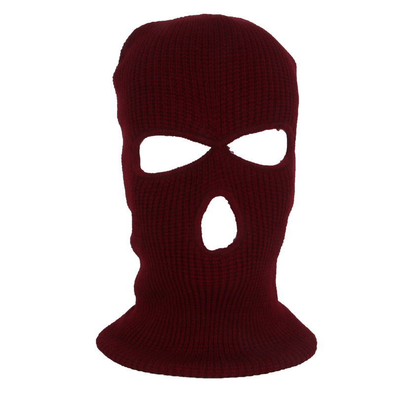 Full Face Cover Mask Three 3 Hole Balaclava Knit Hat Winter Stretch Snow Mask Beanie Hat Cap New Black Warm Face Masks