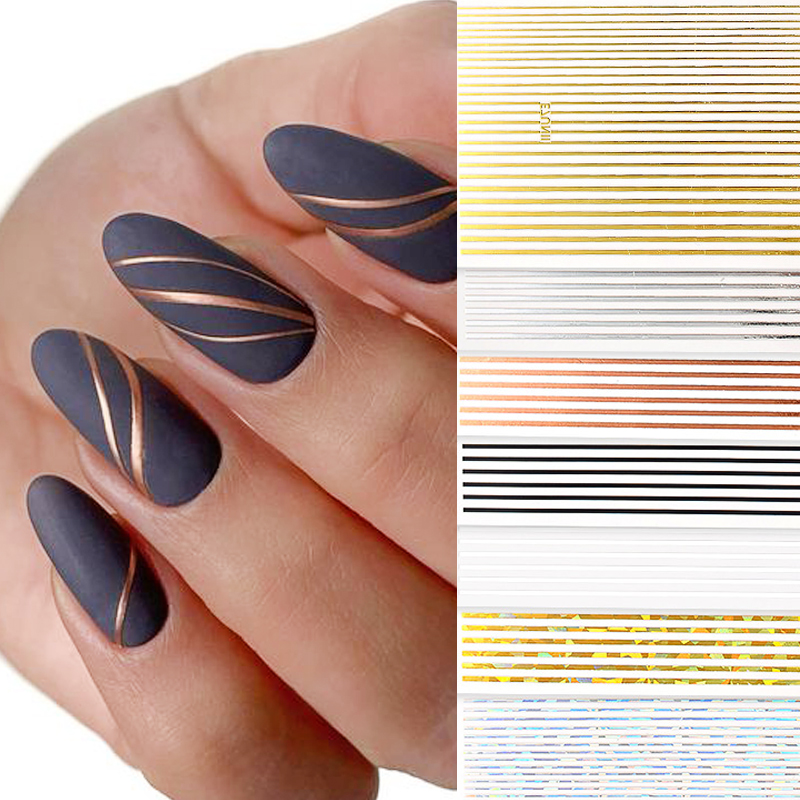 1 Sheet Gold Metal 3D Nail Stickers Self-adhesive Stripe Shape Mixed Patterns Transfer Decals Nail Art Decoration Design, 17
1 Sheet Gold Metal 3D Nail Stickers Self-adhesive Stripe Shape Mixed Patterns Transfer Decals Nail Art Decoration Design, 17