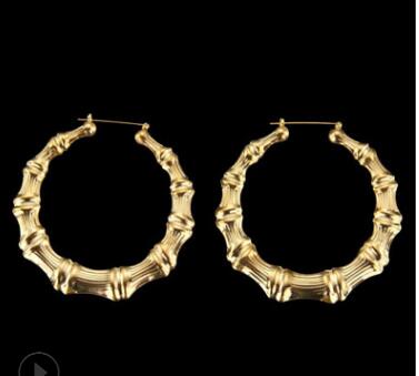 Oversized bamboo earrings Europe and the United States exaggerated golden big circle hiphop hip-hop nightclub earrings WY500