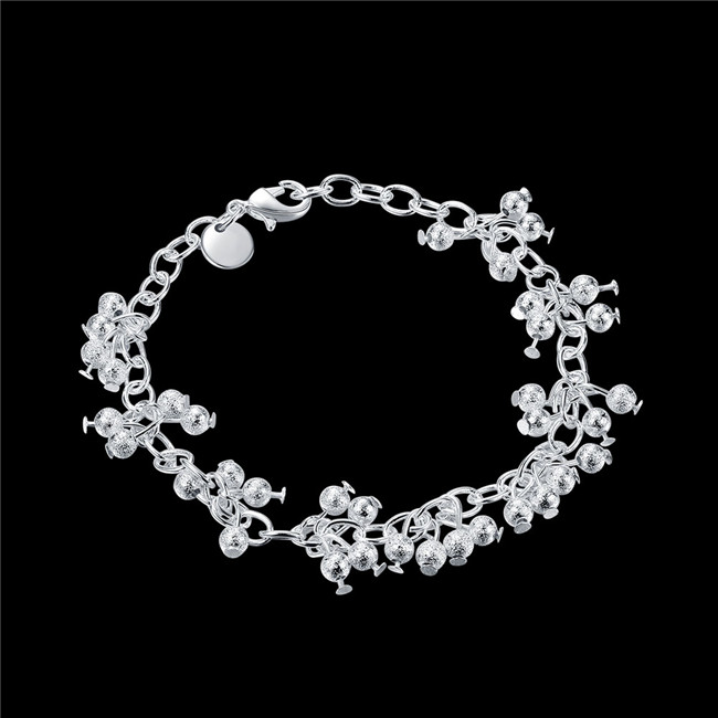 Hot sale best gift 925 silver Sand beads hanging grapes Bracelet DFMCH087, new fashion sterling silver plated Chain link gemstone bracelets