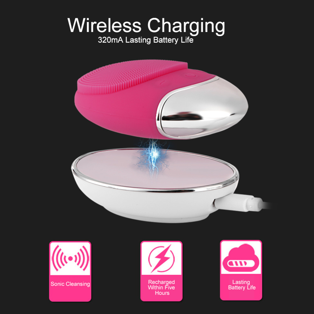 Skin Cleaning Silicone Facial Cleansing Brush With Gentle Exfoliation Electric Pad Waterproof Rotating Cleanse