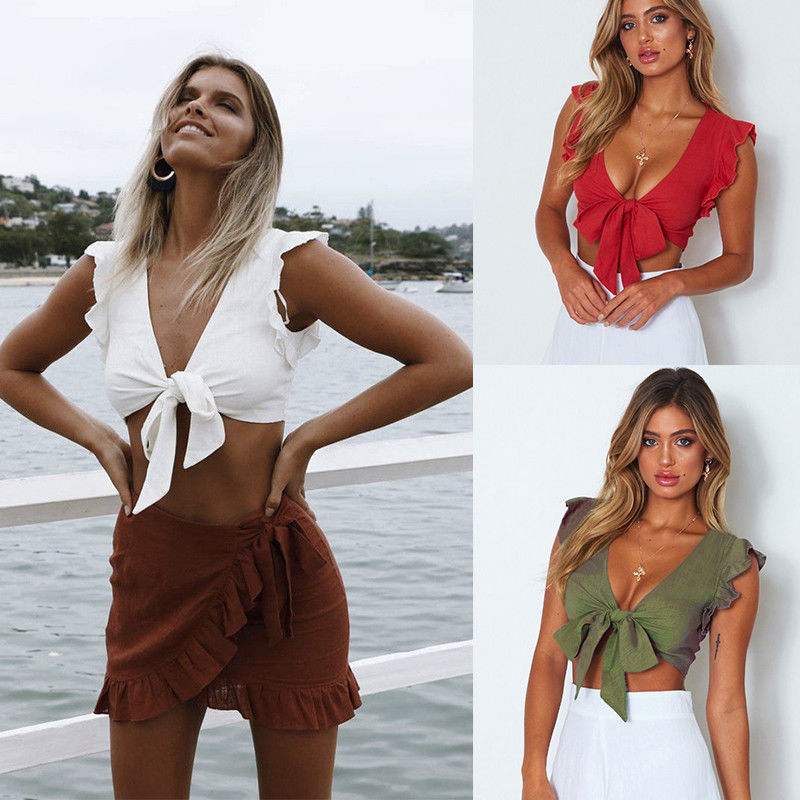 Brand New Fashion Women Summer Bow Crop Top Vest Sleeveless Solid Shirt Blouse Casual Tank Tops Sexy, Green
Brand New Fashion Women Summer Bow Crop Top Vest Sleeveless Solid Shirt Blouse Casual Tank Tops Sexy, Green