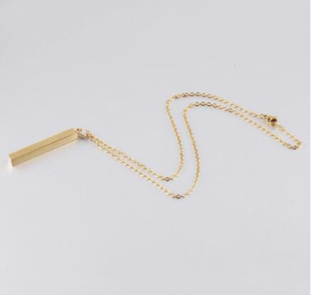 Stainless Steel Bar Pendant Necklace New Fashion Gold Rose Gold Silver Solid Blank Bar Charm Pendant For Buyer Own Engraving Jewelry