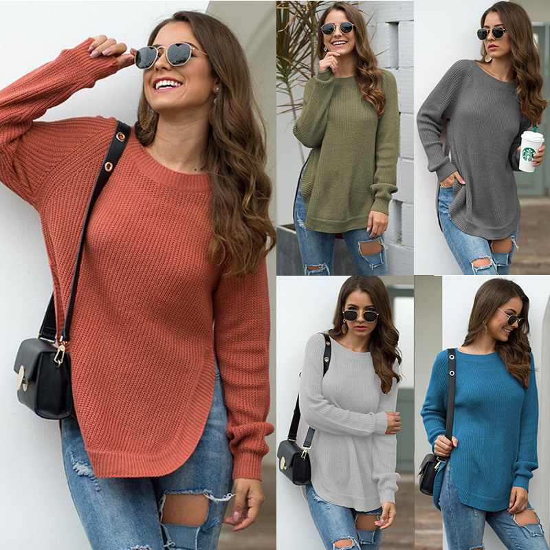 2020 New Style for Autumn and Winter Hem High Fork Crew Neck Long Sleeves Pullover Knitting Shirt Sweater women sweaters, Blue
2020 New Style for Autumn and Winter Hem High Fork Crew Neck Long Sleeves Pullover Knitting Shirt Sweater women sweaters, Blue
