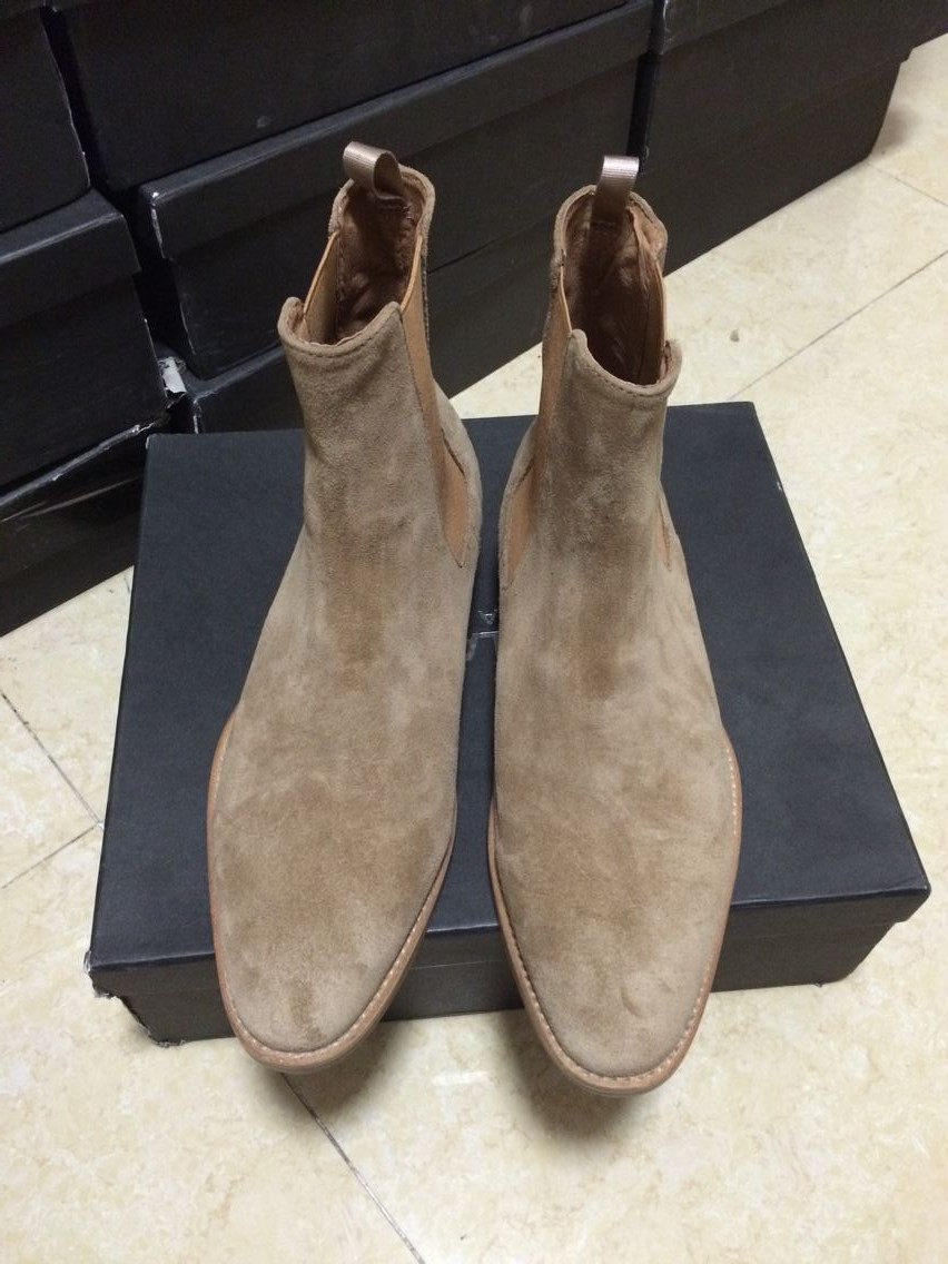2019 Europe and United States new list Beige elastic nubuck leather boots casual personality genuine leather feet shoes