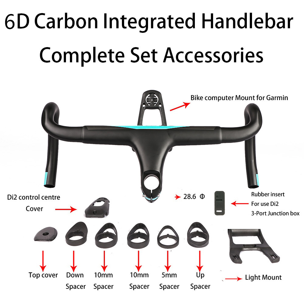 2020 6D Aero Carbon Road Bicycle Handlebar Integrated Drop Bar 28.6mm UD Weave With Bike Computer Mount Special Spacer light mount
2020 6D Aero Carbon Road Bicycle Handlebar Integrated Drop Bar 28.6mm UD Weave With Bike Computer Mount Special Spacer light mount