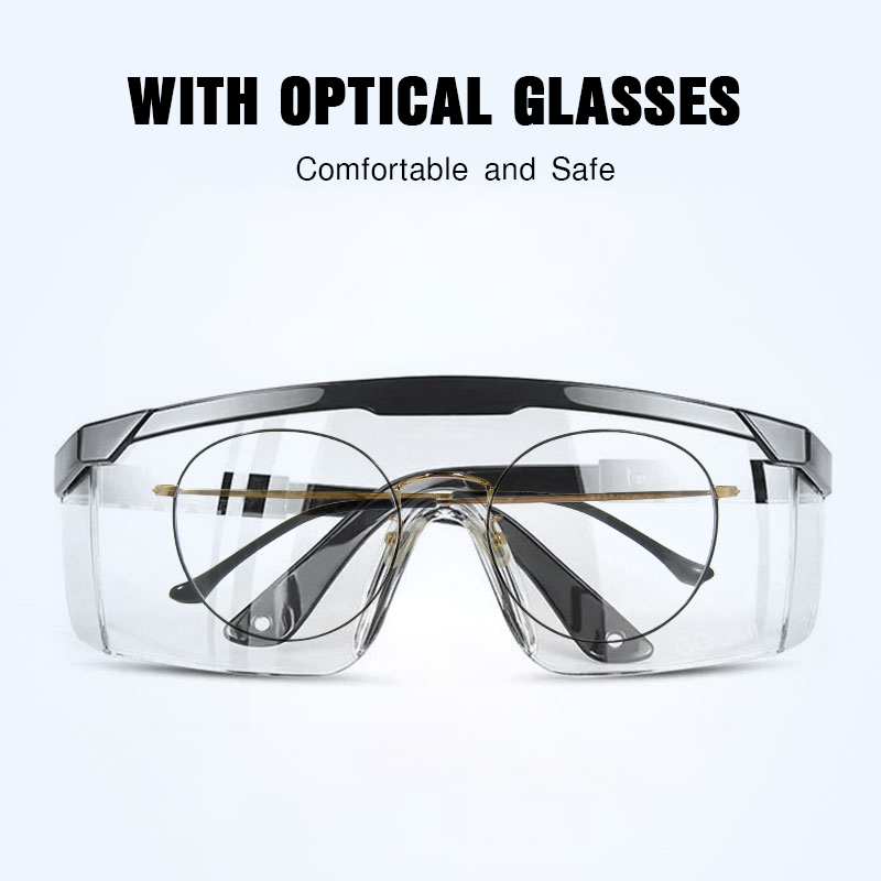 carfia Safety Glasses with Clear Anti Fog sunglasses Scratch Resistant Wrap-Around Lenses Block Flying Saliva and Dust, greater than 50pcs