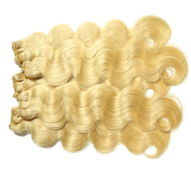 body wave human hair weaves double wefts 50g pc 6pcs lot 613 russian blonde color remy hair extensions free dhl