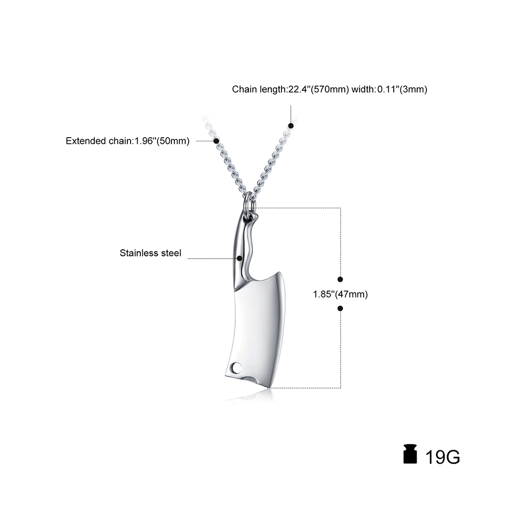 Colorful Creative Knife Shape Pendant Necklace Cool Men Hip Hop Stainless Steel Charm Pendants Jewelry Wholesale