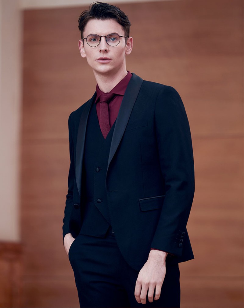 Newest Men Wedding Suits Three Pieces Black Shawl Lapel Groom Tuxedos Groomsmen Businessmen Suit(Jacket+ Vest+Pants)