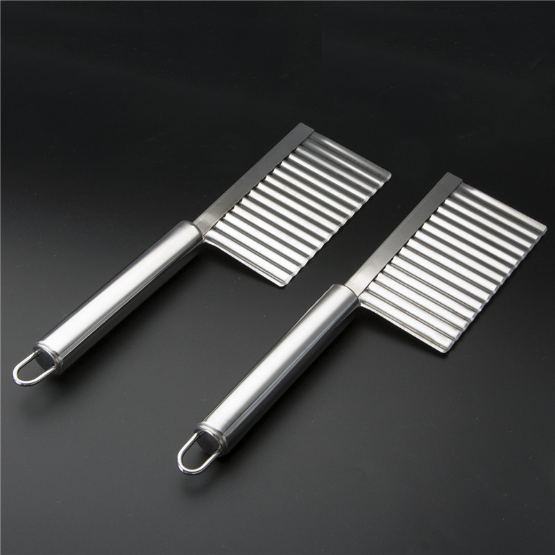 1pc Stainless Steel Wavy Knife Fruit Vegetable Crinkle Cutter French Fry Slicer Kitchen Potato Salad Steel Blade Chopping Cutting 7643476