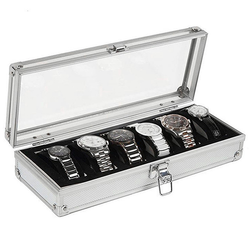 612 Grid Slots watch box convenient light watch winder Jewelry Wrist Watches Case Holder Display Storage Box Aluminium organize