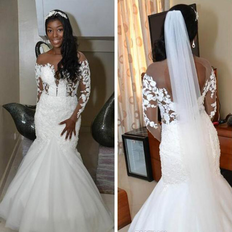 2020 Mermaid Wedding dresses White Lace Appliques Jewel Neck Illusion Long Sleeve Plus Size Floor Length Cheap High Quality Bridal Gowns, Ivory
2020 Mermaid Wedding dresses White Lace Appliques Jewel Neck Illusion Long Sleeve Plus Size Floor Length Cheap High Quality Bridal Gowns, Ivory