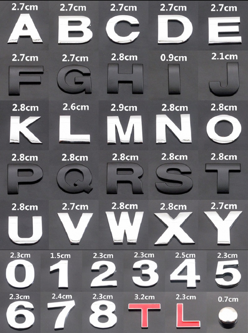 3D Metal Emblem Car Stickers 26pcs Letters 9pcs Numbers Chrome DIY Car Badge Logo Decoration 2.5cm Automobile Motorcycles Decales