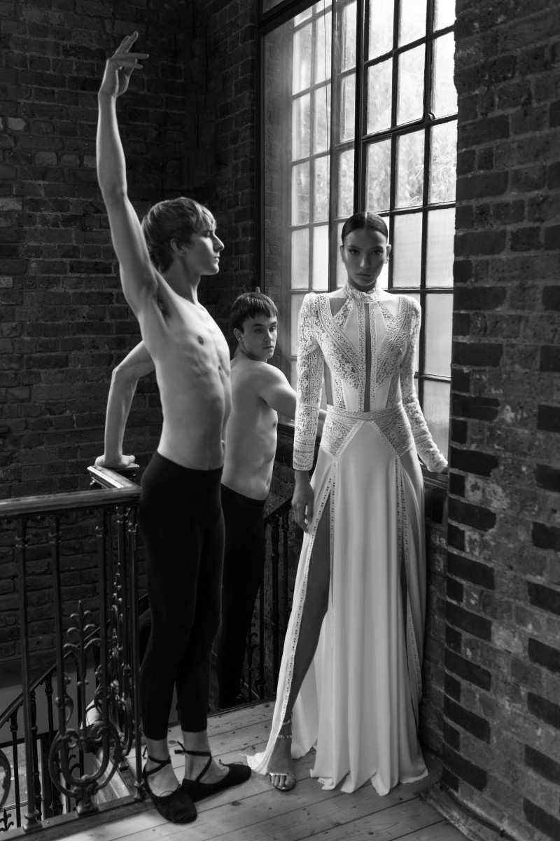lior charchy lace long sleeve wedding dresses high collar side splits sexy boho wedding dress plus size bridal gowns