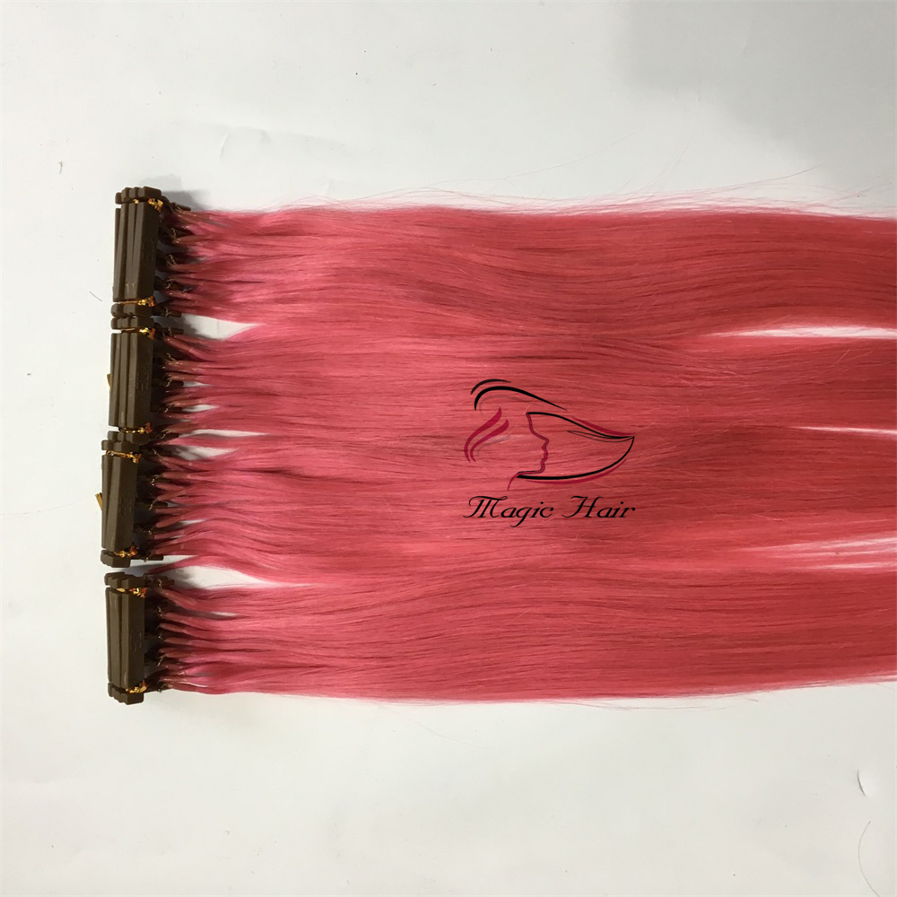 2019 New Products Hair Second Customized Color Available 6D Human Hair Extensions pink# Highlight 50grams/bag Can Be Styled With Iron
