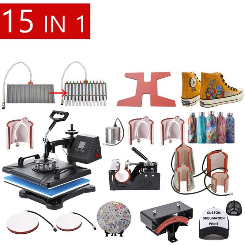 Free shipping Double Display 15 In 1 Combo Sublimation Heat Press Machine T shirt Heat Transfer Machine For Customizing T shirt/Keychain/Pen
Free shipping Double Display 15 In 1 Combo Sublimation Heat Press Machine T shirt Heat Transfer Machine For Customizing T shirt/Keychain/Pen