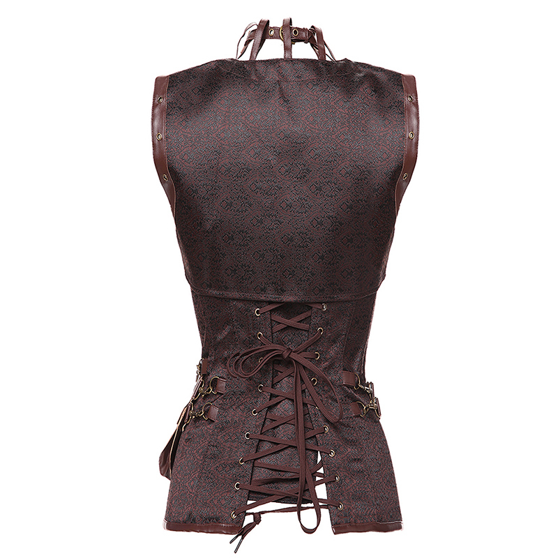 Dobby Faux Leather Punk Corset Steel Boned Gothic Clothing Waist Trainer Basque Steampunk Corselet Cosplay Party Outfits S-6xl Y19070201