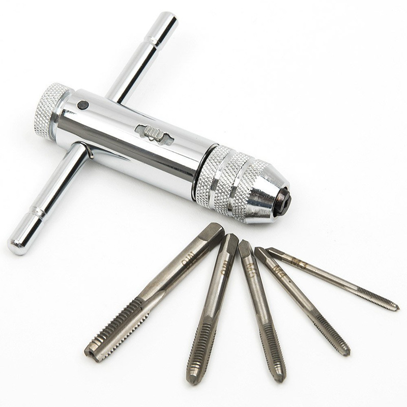 Adjustable M3-M8 Steel T-Handle Ratchet Wrench Tapping Threading Tool with Sliver Hand Screw Tap
Adjustable M3-M8 Steel T-Handle Ratchet Wrench Tapping Threading Tool with Sliver Hand Screw Tap